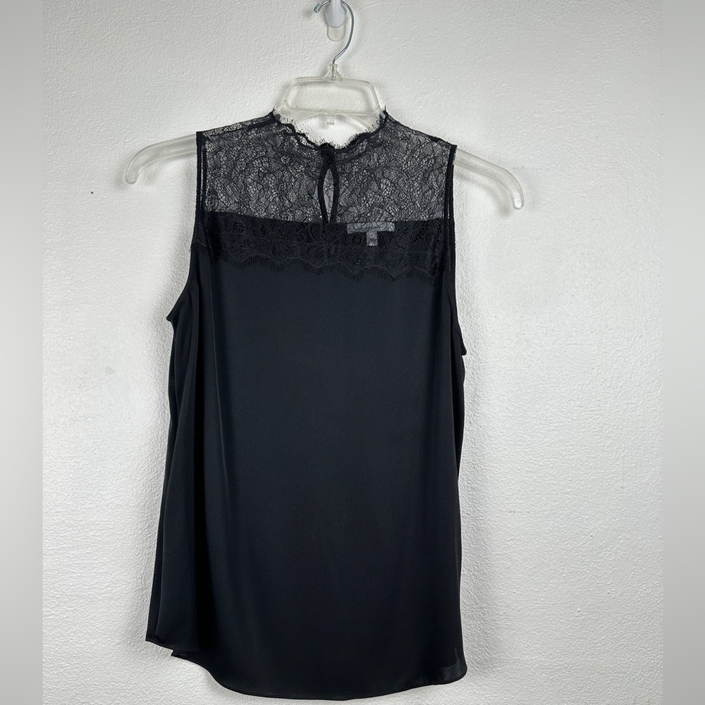 Classiques Entier Womens Silk Top Size Small Black Lace Detail Delicate Classic